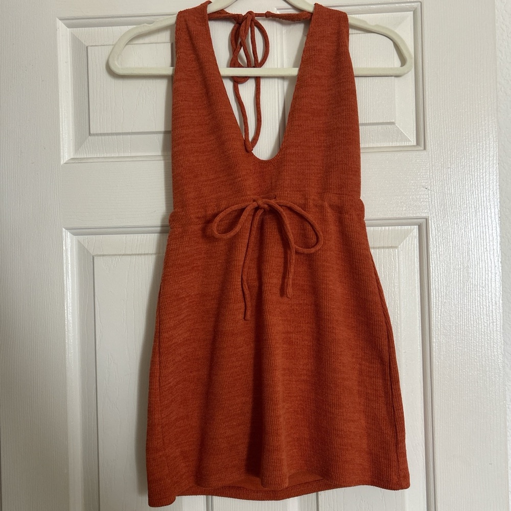 White fox Orange Halter Dress